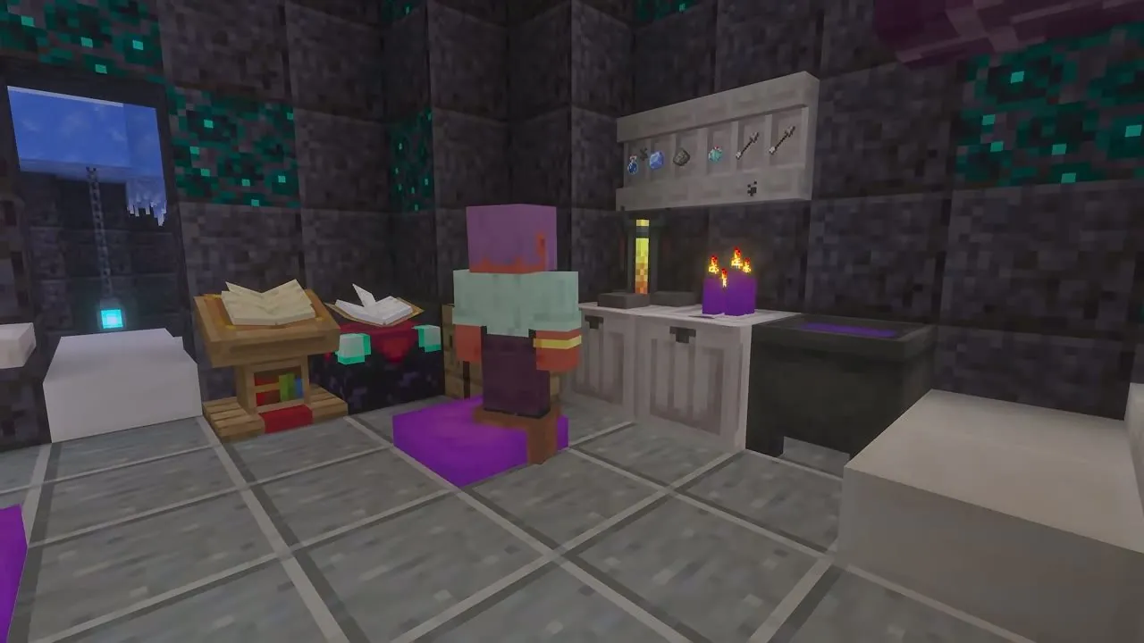 양조기로 빙결 포션을 만드는 장면